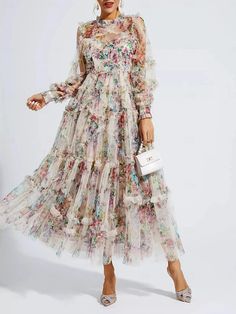 A-Line Wedding Guest Dresses Elegant Dress Cocktail Party Garden Party Ankle Length Half Sleeve Jewel Neck Champagne Mother Of the Bride Dress Tulle with Embroidery 2024 2024 - $139.99 Elegant Dresses Cocktail, Floral Long Sleeve Maxi Dress, Long Sleeve Floral Maxi Dress, Cutout Maxi Dress, Sleeve Maxi Dress, Long Sleeve Maxi, Embroidery Dress, Look Chic, Tulle Dress