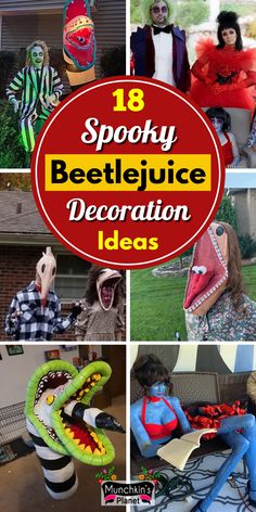 Get ready to spook up your home with these easy and affordable DIY Halloween decorations! 🎃👻 #DIYHalloween #HalloweenDecor #SpookySeason #CraftyIdeas #BudgetFriendly #HauntedHome #DIYProjects #HalloweenDIY #FrightfullyFun Bettlejuice Outdoor Decoration, Beetlejuice Skeleton Display, Beetlejuice Office Decorations Diy, Beatle Juice Trunk Or Treat Ideas, Beatle Juice Trunk Or Treat, Travel Trailer Halloween Decorations, Sandworm Decoration, Beetlejuice Themed Halloween Party, Beetlejuice Outdoor Decor