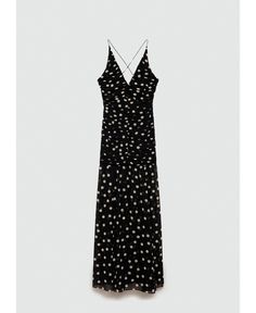 in stock Shaved Design, Draped Dress, Crossover, United Kingdom, Polka Dots, Mango, Black Dress, Dots, V Neck