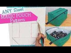 the instructions for how to make an origami pouch with scissors and pencils