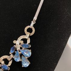 "In excellent condition, no defects Pave studded Rhinestone Sparkling Necklace Signed Trifari 14\" long Locking clasp all original" Blue Evening Necklaces With Sparkling Stones, Blue Necklaces With Sparkling Stones For Evening, Evening Blue Necklaces With Sparkling Stones, Elegant Blue Rhinestone Necklace For Formal Occasions, Blue Rhinestone Necklaces For Evening, Blue Rhinestone Necklace For Evening, Evening Rhinestone Necklace With Diamond Accents, Givenchy Necklace, Golden Warriors