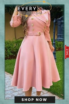 Pink Casual Solid Patchwork Turndown Collar Long Sleeve Dresses Belted Long Sleeve Knee-length Dress For Spring, Spring Knee-length Belted Long Sleeve Dress, Pink Solid Color Dress For Fall, Pink Long Sleeve Office Dress, Long Sleeve Pink Belted Midi Dress, Pink Long Sleeve Dress For Office, Pink Solid Color Dresses For Work, Pink Buttoned Office Dress, Long Sleeve Dresses