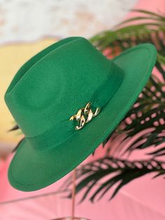 Luxury Aesthetic, Green Hats, Best Seasons, Fedora Hat, Mixing Prints, Your Head, Gold Chain, Fedora, Gold Chains