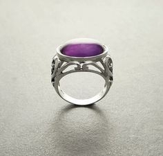 Boho Amethyst Ring  Sterling Silver Ring  Genuine by KRAMIKE Polished Vintage Amethyst Ring, Art Deco Amethyst Round Ring, Purple Hallmarked Art Deco Amethyst Ring, Art Deco Purple Amethyst Ring, Vintage Amethyst Rings With Polished Finish, Oval Purple Filigree Amethyst Ring, Purple Oval Filigree Rings, Purple Oval Amethyst Ring With Filigree, Oval Purple Amethyst Ring With Filigree