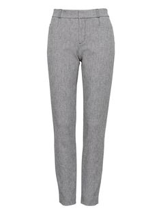 Sloan Skinny-Fit Textured Pant | Banana Republic Tailored Spring Pants With 5-inch Inseam, Modern Fitted Bottoms With Tapered Leg, Modern Fitted Tapered Leg Bottoms, Sleek Slim Fit Straight Leg Bottoms, Sleek Slim Fit Bottoms For Spring, Modern Stretch Bottoms With Welt Pockets, Modern Mid-rise Bottoms For Business Casual, Sleek Straight Hem Bottoms For Spring, Sleek Spring Bottoms With Straight Hem