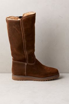 Women’s Olivia Shearling-Lined Waterproof Suede Boots | Overland Shearling Waterproof Boots With Round Toe For Fall, Casual Shearling Boots With Plush Lining, Brown Sheepskin Boots With Leather Sole, Brown Shearling Boots With Suede Lining, Waterproof Suede Boots, Shearling Lace-up Boots For Outdoor, Bearpaw Boots, Suede Boots, Ugg Boots