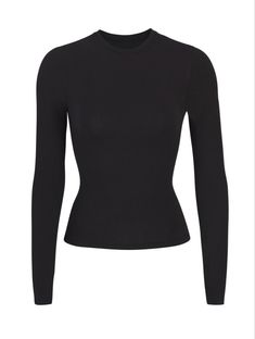 Stretch Long Sleeve T-shirt With Thumbholes, Fitted Long Sleeve Elastane T-shirt, Long Sleeve Tops With Thumbholes, Long Sleeve Tops With Thumbholes And Minimal Stretch, Long Sleeve Top With Thumbholes And Minimal Stretch, Sleek Stretch Tops For Loungewear, Trendy Long Sleeve Crew Neck Top With Thumbholes, Stretch Elastane Long Sleeve T-shirt, Trendy High Stretch Long Sleeve T-shirt