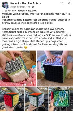 the instructions for crochet is shown in several different pictures, including an image of a