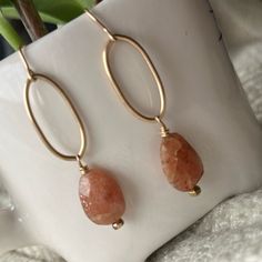 Brand New And Handmade. Genuine Sunstone Faceted Beads 22kt Gold Filled Hoops 22kt Gold Filled Ear Hooks 22kt Gold Filled Wire Approximately 2” Long From Ear Hooks Gold Dangle Beaded Earrings With Natural Stones, Gold Beaded Earrings With Natural Stones For Gift, Gold Beaded Earrings With Natural Stones, Gold Teardrop Beaded Earrings, Gold Drop Earrings With Natural Stones, Orange Earrings With Gold Beads As A Gift, Orange Earrings With Gold Beads For Gift, Everyday Gold Earrings With Natural Stones, Gold Earrings With Natural Stones For Everyday