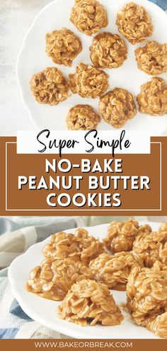 no bake peanut butter cookies on a white plate