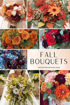 a collage of different bouquets with flowers