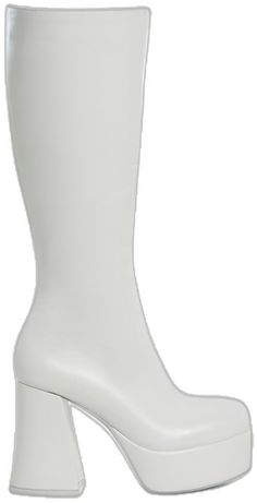 base|white White High Heel Mid-calf Boots Medium Width, White Square Toe Platform Boots, White Wide Calf Knee-high Heeled Boots, Fitted White Ankle Platform Boots, Fitted White Platform Ankle Boots, Modern White High Ankle Heeled Boots, Chic White Faux Leather Platform Boots, White Knee-high Boots With Wide Calf, White High Heel Platform Boots With Zipper