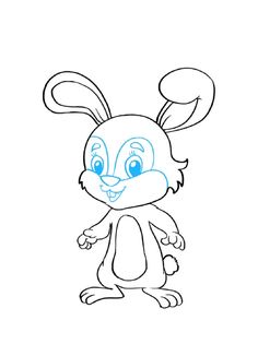 a cartoon rabbit with blue eyes and ears