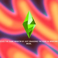 an image of a green diamond in the middle of a colorful background with words on it