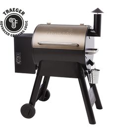 a bbq grill with the lid open and two burners on it's side