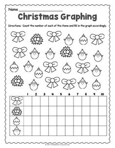 christmas graphing worksheet for kids to practice number recognition and addition skills in the classroom