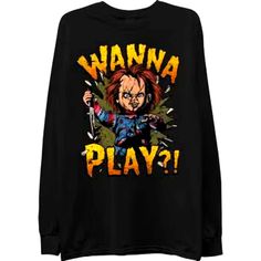 Mens 2xl New Chucky Long Sleeve Graphic Sweatshirt Childs Play New With Tags Keywords Gym Clothes Mens Wear Mens Fashion Men Style Street Wear Shirts T-Shirts Sweatshirt Sweater Pants Shorts Men's Clothing Collection Fashionable Design Trendy Clothing Men's Black T-shirt With Character Print For Winter, Black Pop Culture Sweatshirt For Fall, Black Pop Culture Long Sleeve Sweatshirt, Black Long Sleeve Pop Culture Sweatshirt, Horror Style Long Sleeve Tops For Streetwear, Black Pop Culture Tops For Winter, Black Character Print T-shirt For Winter, Horror Graphic Print Long Sleeve T-shirt, Black Long Sleeve Top With Character Print