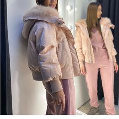 Blush Pink Jacket. Real Fur Inside The Hoodie. Pink Puffer Jacket With Detachable Hood For Cold Weather, Pink Hooded Jacket For Cold Fall Weather, Pink Hooded Jacket For Cold Weather In Fall, Winter Parka For Cold Weather In Pink, Pink Winter Outerwear With Detachable Hood, Winter Pink Outerwear With Detachable Hood, Pink Hooded Parka With Detachable Hood, Pink Outerwear With Double-lined Hood For Cold Weather, Pink Long Sleeve Hooded Jacket With Detachable Hood