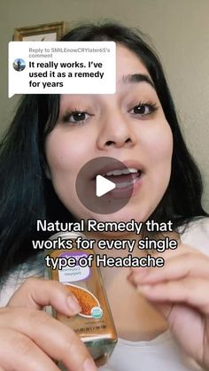 Dalila Gomez on Instagram: "Natural Remedie for a headache or a migraine #naturalremedies #headache #migraine" Naturally Get Rid Of Headaches, How To Relieve Sinus Headache, How To Get Rid Of Migraine Headaches, How To Relieve Migraines Fast, Types Of Headaches How To Get Rid, Migraine Headaches Remedies, Homeopathy For Headaches, How To Get Rid Of A Migraine, Yoga For Migraines Headache Relief