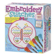 the embroidery kit is in its box