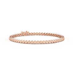 Effortlessly elegant, this linked circle bracelet is designed for those who'd choose curves over clean lines. It is a stackable bracelet, crafted in 14k rose gold. Plain Jewelry, Circle Bracelet, Stackable Bracelets, 18k Rose Gold, Clean Lines, Diamond Bracelet, Solid Gold, Gold Bracelet, 18k Gold