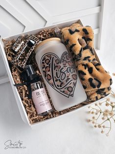 the gift box contains an assortment of personal care items