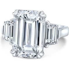 Ninacci Platinum GIA Certified 3-Stone Emerald Cut Diamond Ring - 5.74 Carat Total Diamond Weight European Diamond Ring, Raw Diamond Jewelry, Bling Things, Wedding Outfit Ideas, Emerald Cut Diamond Ring, Bass Fish, Future Engagement Rings, Emerald Diamond Ring, 3 Stone Rings