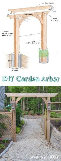 an outdoor garden arbor with instructions to build it and how to use it in the yard