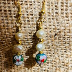 Freshwater Pearl & Cloisonne Beads Artisan Drop Pierced Earrings 2” Nwot Beautiful, Dainty And One Of A Kinds Newly Handmade Earring Of Real Freshwater Pearl; Vermeil 925 Sterling Silver Hook; New, Never Worn; Festive Beaded Dangle Pearl Earrings, Artisan Handmade Pearl Earrings Gift, Multicolor Pearl Drop Jewelry As Gift, Traditional Handmade Pearl Earrings, Handmade White Pearl Earrings For Gift, Handmade Adjustable Pearl White Earrings, Traditional Nickel-free Beaded Earrings As Gift, Handmade Pearl Dangle Flower Earrings, Handmade Adjustable Pearl Earrings