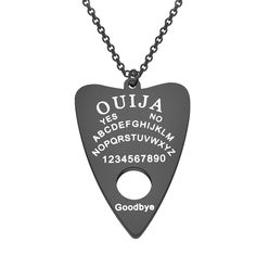 PRICES MAY VARY. ❤Ouija Necklace❤This Ouija Board Planchette Pendant Necklace with design hand engraved-OUIJA YES NO A B C D E F G H I J K L M N O P Q R S T U V W X Y Z 1 2 3 4 5 6 7 8 9 0 Goodbye. ❤Ouija Jewelry❤This gift is a gift for all game players. Hoping this gift can bring them good luck. ❤Ouija Board Necklace Gift❤ It is a perfect gift for wife, husband, best friend, father, soul sister, brother, family members on Birthday, Halloween,Valentine's Day, Anniversaries, Christmas, Wedding da Ouija Board Planchette, Spirit Board, Wiccan Jewelry, Board Art, Soul Sister, Ouija Board, Necklace Chain Lengths, Soul Sisters, Christening Gifts