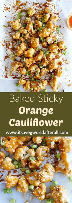 baked sticky orange cauliflower is an easy appetizer that's ready in under 30 minutes