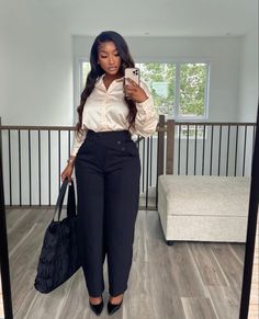 Monochrome Business Casual, Realtor Outfits Black Women, Office Job Outfits Black Women, Cute Professional Outfits Black Women, Shein Business Casual Outfits, Work Outfits Women Plus Size, Baddie Office Outfits, Paralegal Outfits, Work Baddie