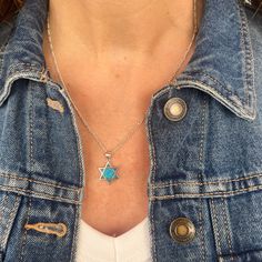 "A beautiful Star is of David with Opal made in 925 Sterling Silver. A beautiful piece to add to your collection or to give as a special gift. This piece of jewelry comes wrapped in a nice package and is ready to be given as a gift. ❤ 𝗠𝗘𝗔𝗦𝗨𝗥𝗘𝗠𝗘𝗡𝗧𝗦 ❤ Pendant height: 0.59\"/ 1.5 cm Please choose your preferred length from the list above. ❤ 𝗠𝗬 𝗦𝗧𝗢𝗥𝗘 ❤ Feel free to take a look at my shop (below) for more beautiful items and inspiration For more Judaica pendant necklaces: http://bit.ly/3UBSknF Back to my shop:  https://etsy.me/2ZBJCus ❤ 𝗔𝗕𝗢𝗨𝗧 𝗠𝗬 𝗟𝗜𝗧𝗧𝗟𝗘 𝗦𝗧𝗢𝗥𝗘 ❤ *If you have any questions or requests do not hesitate and just write to me about what bothers you.* ♥ Thank you so much for visiting my store, hope you enjoy shopping with me ♥ ♥ Please don't forget t Star Charm Jewelry Gift, Silver Star Of David Charm Jewelry, Sterling Silver Star Of David Necklace For Anniversary, Sterling Silver Star Gemstone Jewelry, Sterling Silver Jewelry Pendant With Star Charm, Sterling Silver Necklace With Star Charm For Anniversary, Spiritual Star-shaped Gemstone Jewelry, Sterling Silver Star Necklace For Anniversary, Silver Star Of David Birthstone Jewelry