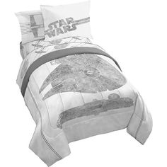 a star wars themed bed set with white sheets