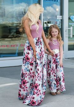 Every momma and her little girl need this fabulous maxi dress with a tank top and floral skirt. Casual chic for the Mommy & Daughter date. Made with a polyester blend and comes in 4 fun patterns from which to choose. Save 20% if buying a 2 or More daughter dresses using code: Momma&Me at checkout Bohemian Floral Dress, Daughter Outfits, Mother Daughter Dresses Matching, Cute Maxi Dress, Mother Daughter Outfits, Mother Daughter Dress, Mommy And Me Dresses, Stitching Dresses, Diy Vetement