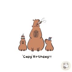 a happy birthday card with an image of a mother bear and her two babies