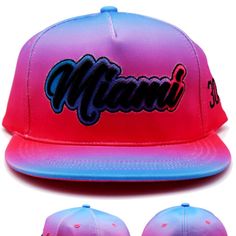 Brand New 100% Polyester Free Style Miami Strapback Flatbilled Hat. Miami Script On A Multi Colored Pink And Teal Blue Crown. 305 Area Code On Side. Great Look With Art Deco Colored Theme. Each Hat Is Unique And Should Be Considered 1 Of 1. One Size Fits Most. Miami Strapback Hats Like These Usually Retail For $29 Plus Shipping, But You Can Take Advantage Of This One For Only $22 With Free Domestic Priority Mail Shipping!!! Hat Has Logos And Letters On Crown Embroidered, Stitched On. Let's Go, M Pink Snapback Fitted Hat, Pink Snapback Fitted Hat Casual Style, Casual Pink Snapback Fitted Hat, Pink Fitted Hat With Flat Brim, Trendy Multicolor Snapback Hat With Flat Brim, Casual Pink Snapback Hat With Flat Bill, Pink Letter Print Flat Bill Trucker Hat, Trendy Multicolor Flat Brim Snapback Hat, Pink Flat Bill Snapback Hat For Sports