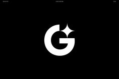 a black and white logo with the letter g in it's center, on a dark background