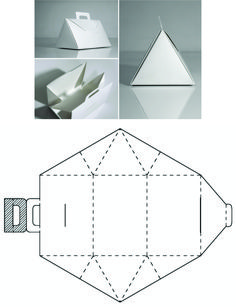 an origami box is shown with cut outs