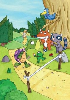 an image of cartoon characters playing in the park