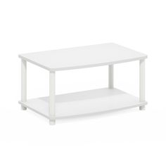 a white coffee table sitting on top of a white floor