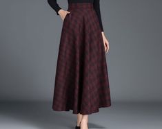 * A high-end long wool skirt, with wide elastic waist on back, very cool. * Made of wool blends, fully lined and with two side pockets. * Can custom make waist size and skirt length. * Material: Outer-50% wool, 50% polyester; lining-100% polyester * Washing instructions: Dry Clean Only * Size: True to US size, US 0-US 20 are available, you can let us know your usual size and height in your order. * Shipping: Free shipping Processing time : 5-7 Business days Delivery time : 7-20 Business days Tra Elegant Wool Maxi Skirt With Lined Skirt, Winter Wool Lined Maxi Skirt, Winter Solid A-line Maxi Skirt, Long Wool Skirt Burgandy Red, Vintage Wool Lined Skirt, Wool Maxi Skirt, Long Wool Skirt, Skirt Winter, Skirt Wool