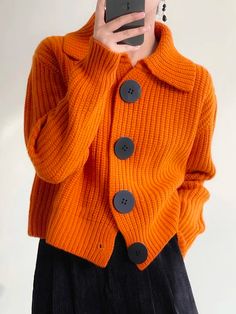 Stylewe offers stylish and concessional Cardigans.. SPU: 1TCA8SAA87, Color: Orange, Material:Acrylic, Activity:Daily. فستان زهري, Halloween Cardigan, Casual Halloween, Orange Cardigan, Cardigan Casual, Winter Vest, Knitting Women Cardigan, Collar Sweater, Plus Size Kleidung