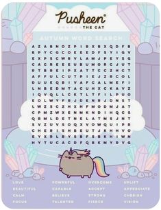 the word search for pushen's autumn word search is shown in this image