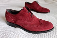 Oxford-Red-Suede-Leather-Dress-Shoes-for-Men-Fashion-Shoes Red Dress Shoes, Leather Wedding Shoes, Leather Shoes For Men, Men's Wedding Shoes, Suede Leather Shoes, Leather Wedding, Leather Brogues, Oxford Shoes Men, Brogue Shoes