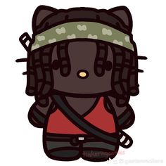 a drawing of a girl with dreadlocks and a cat hat on her head