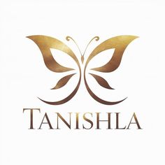 the logo for tanishaa is shown in gold and brown leaves on a white background