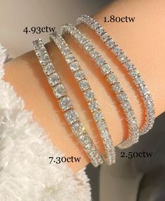 Diamond Tennis Bracelet for proms. 14k White GoldDiamond J/H Colors VS1/SI1 1.89ctw 7” 65diamonds 6” 55 diamonds 2.50ctw 7” 63 diamonds6” 54 diamonds 4.93ctw 7” 58 diamonds 6” 52 diamonds 7.50ctw7” 58 diamonds 6” 52 diamonds 7.50ctw 7” 48 diamonds 6” 44 diamonds Luxury Dazzling Crystal Tennis Bracelet, Gold Tennis Bracelet, Bracelet Diamond, Diamond Tennis Bracelet, Tennis Bracelet Diamond, Diamond Bracelets, Tennis Bracelet, Tennis, Diamonds