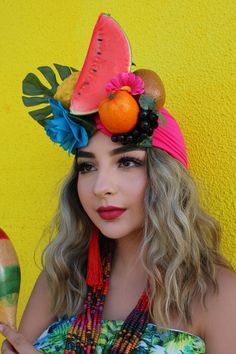 Faux fruits and flowers on stretchy turban. Perfect for any festive event, parties, and costumes. Tons of more colorful headpieces in stock at: https://www.etsy.com/shop/LoveCarolineO?section_id=15016693 Summer Carnival Headband Headpieces, Pink Summer Costume Hats And Headpieces, Fun Pink Costume Hats And Headpieces For Summer, Adjustable Costume Accessories For Summer Festival, Carnival Summer Headband Costume Hat, Summer Carnival Costume Headband, Summer Festival Headband Costume Hats And Headpieces, Playful Pink Headband For Summer, Summer Festival Costume Headband