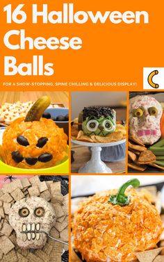 16 Halloween cheese ball recipes Halloween Appetizers Cheese Ball, Monster Cheese Ball, Frankenstein Cheese Ball, Halloween Cheese Dip Ideas, Cheese Balls For Fall, Halloween Cheeseball Recipes, Cheese Balls For Halloween, Cheese Ball Recipes Halloween